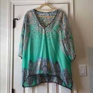 Johnny Was Green Tunic Size XL